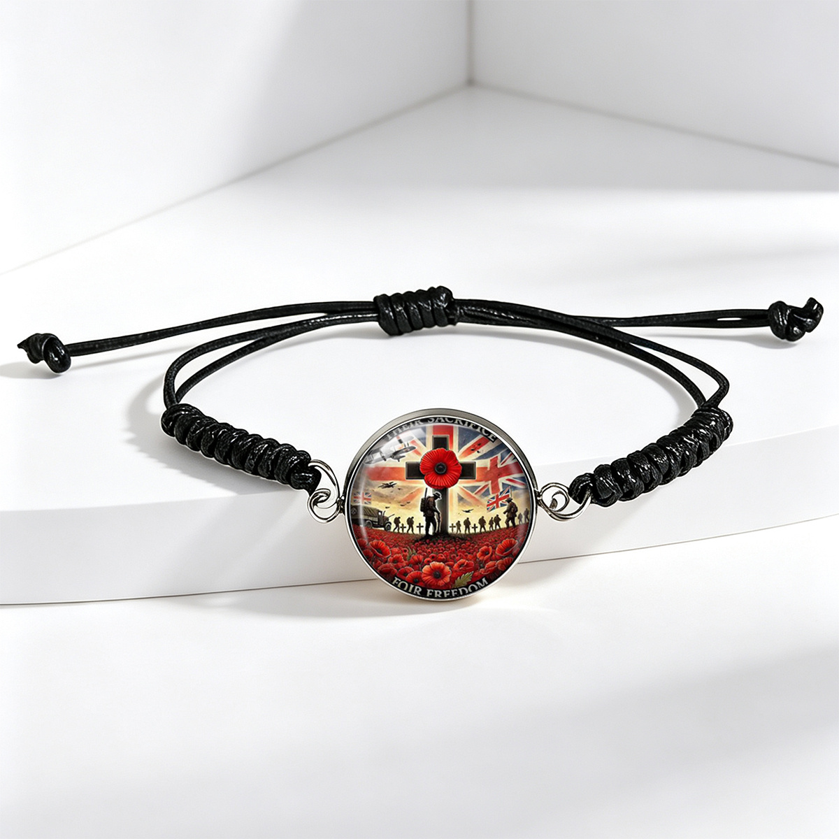 Unisex Poppy Floral Flag Character Pattern Adjustable Bracelet